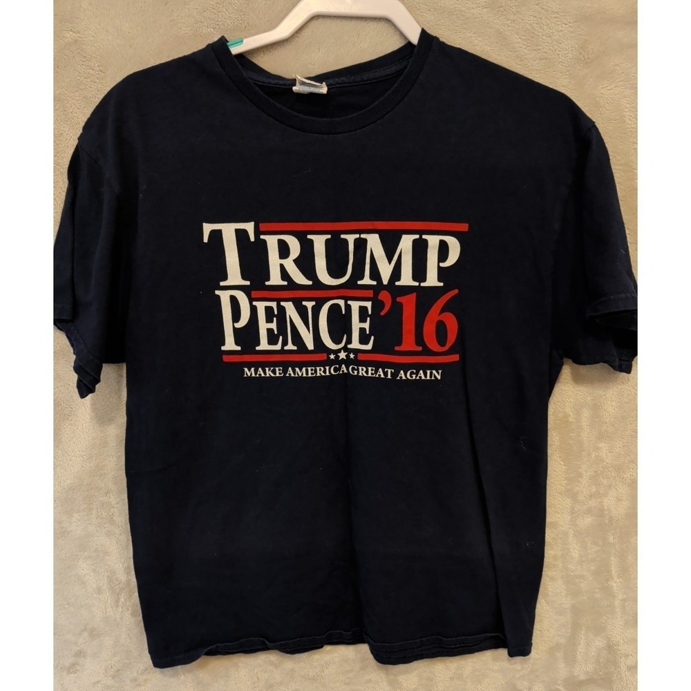 Trump‎ Pence 2016 T Shirt Large Navy Delta Pro Weight MAGA USA Campaign